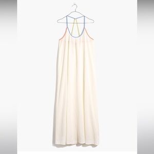 NWT Madewell Colorblock Tie-Waist Cover-Up Dress - Medium - White, Blue, Orange